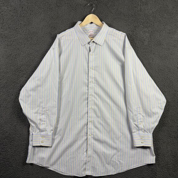 Brooks Brothers Other - Brooks Brothers Shirt Mens 20 36 Blue Yellow Stripe Button Up Long Sleeve Preppy